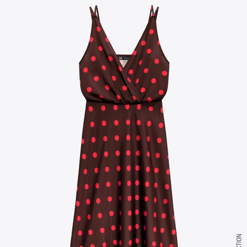 Zara Polka Dot Dress Black Red - Picture 7 of 13